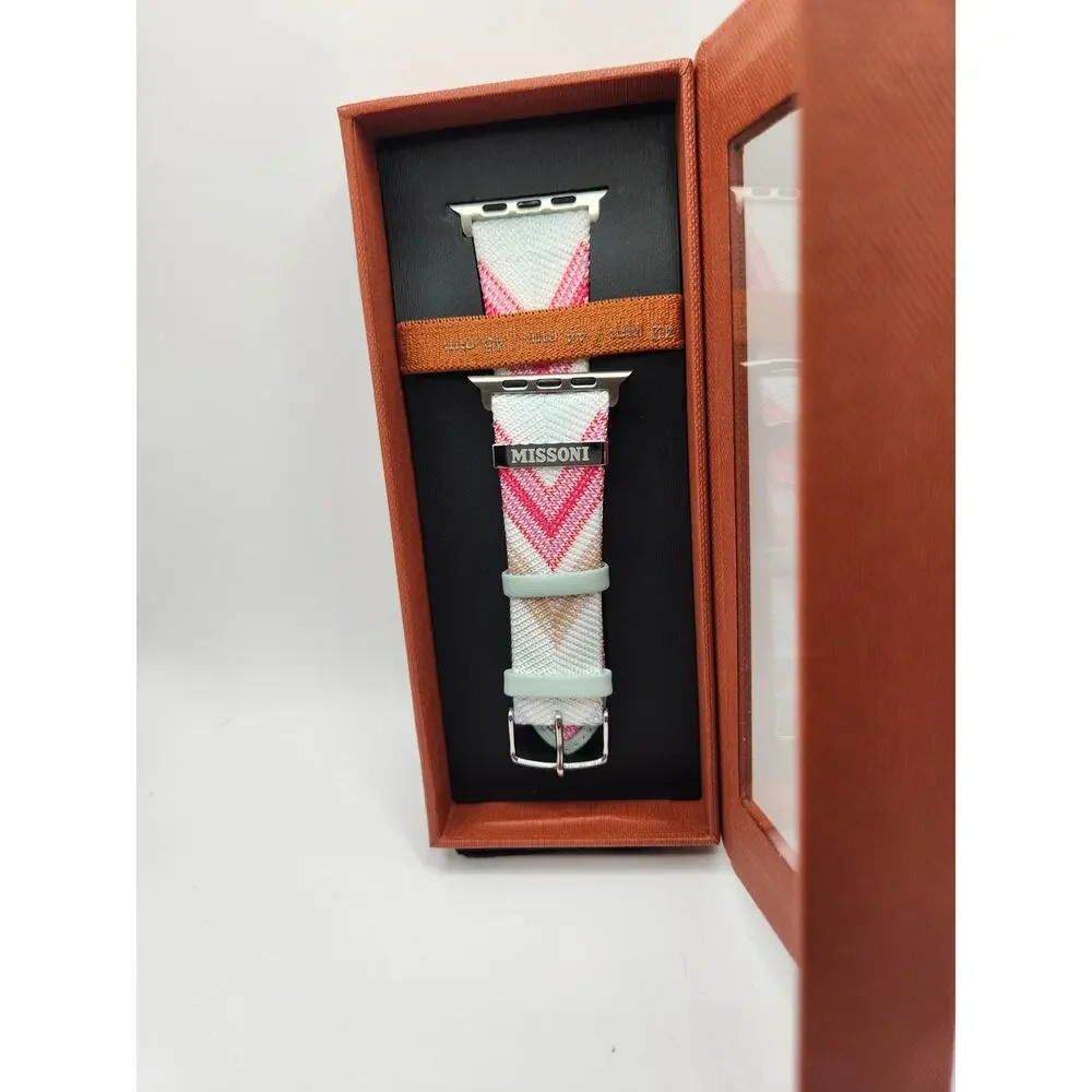 Missoni Woven Zigzag Apple Watch Band White Pink 42/44/45mm